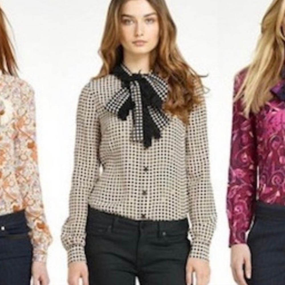 ✨ Tory Burch “Waverly” 100% Silk Blouse – Size 10